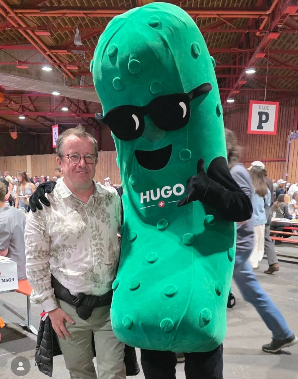 Hugo mascot photographed at an event